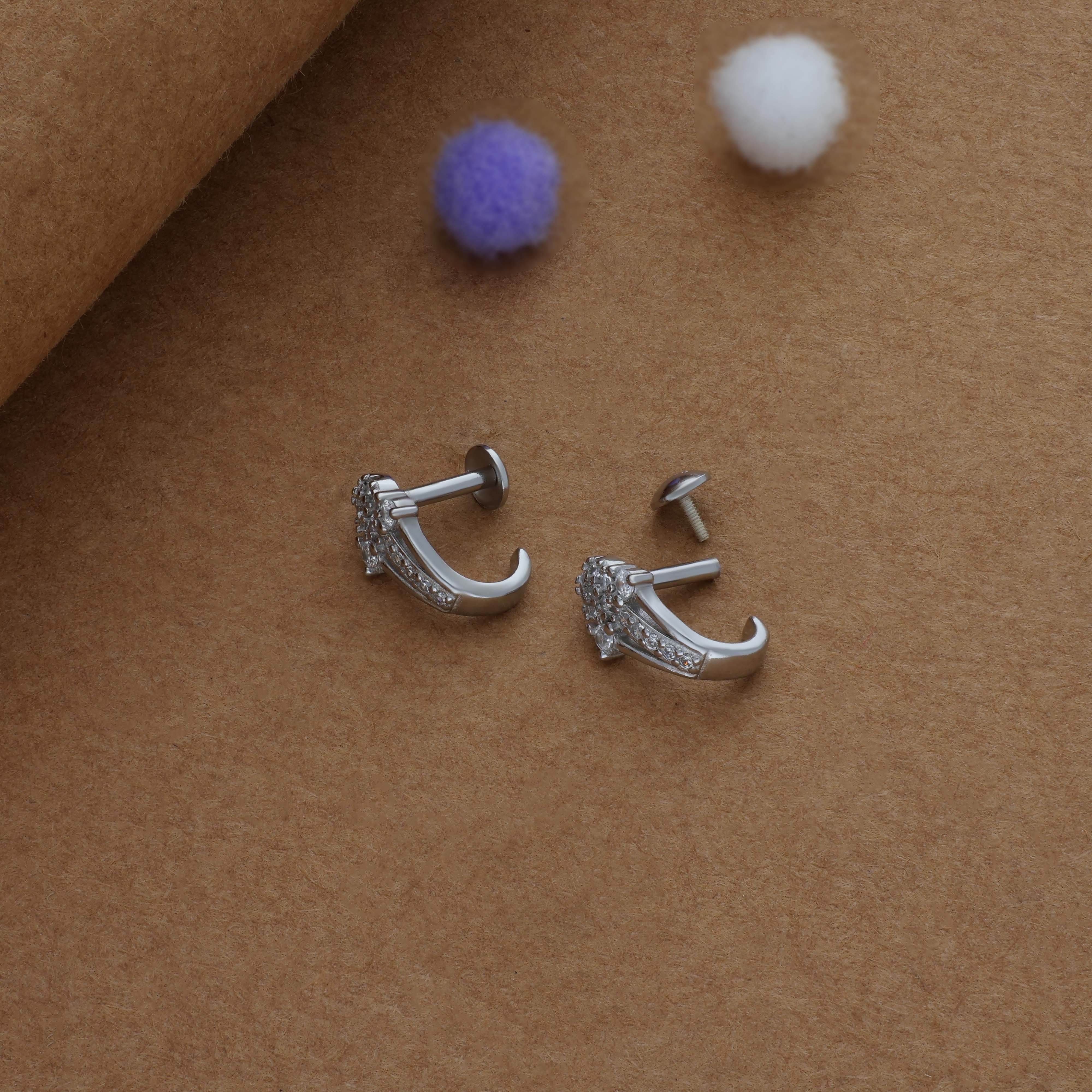 Eternal Glow 925 Silver J Type Earring