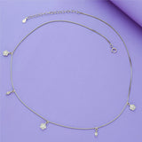 925 Silver Blossom and Leaf Stone Charm Chain Necklace