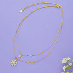 925 Sterling Silver Floral Charm Layered Chain