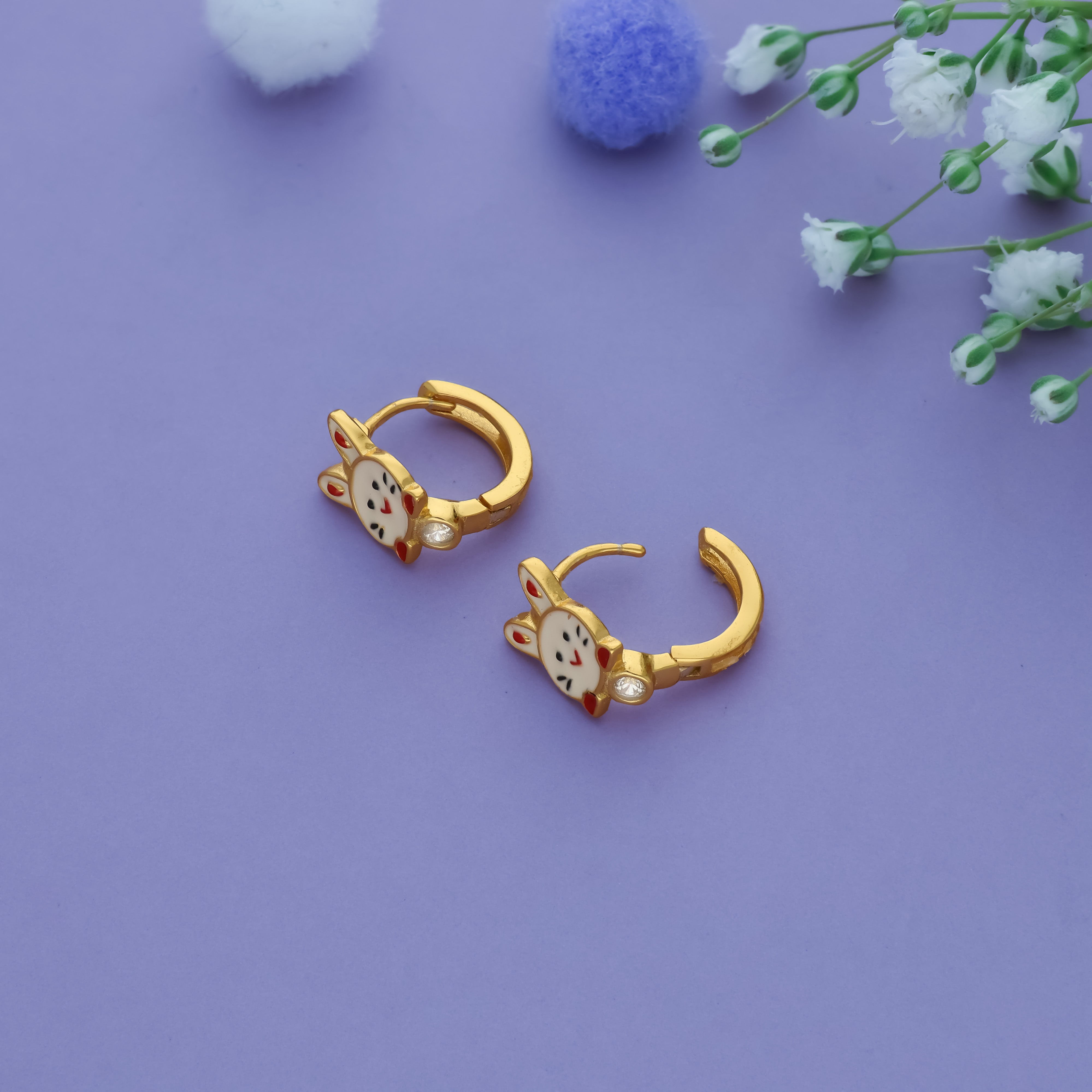 White Kittu 925 Silver Kid Earring (3+ Yrs)