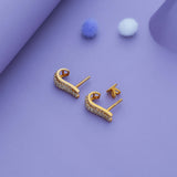 Crystal Veil Gold Polish 925 Silver J Type Earring