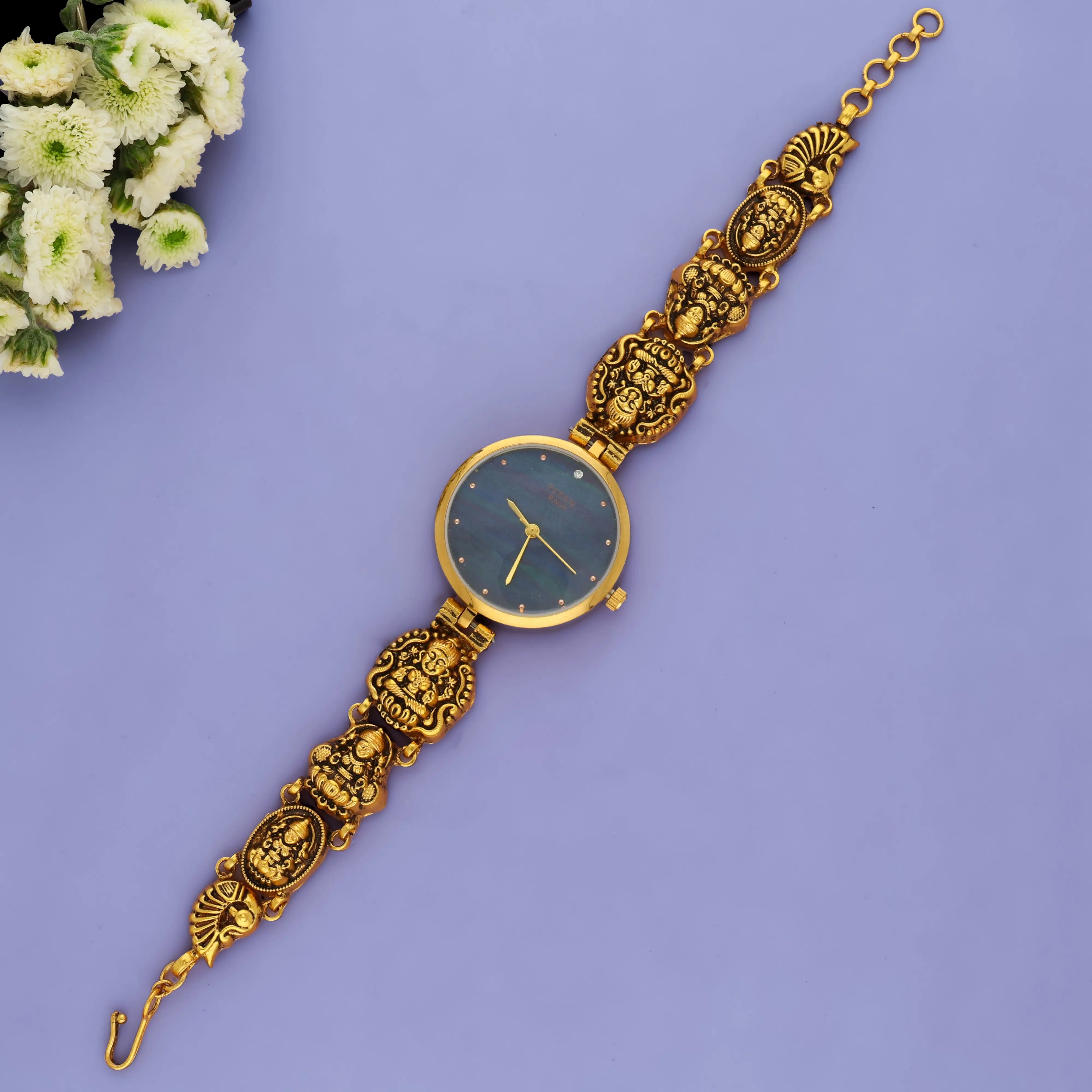 Lakshmi Traditional Gold-Tone 925 Silver Antique Watch