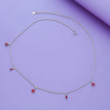 Ruby Clover Charm 925 Silver Chain Necklace