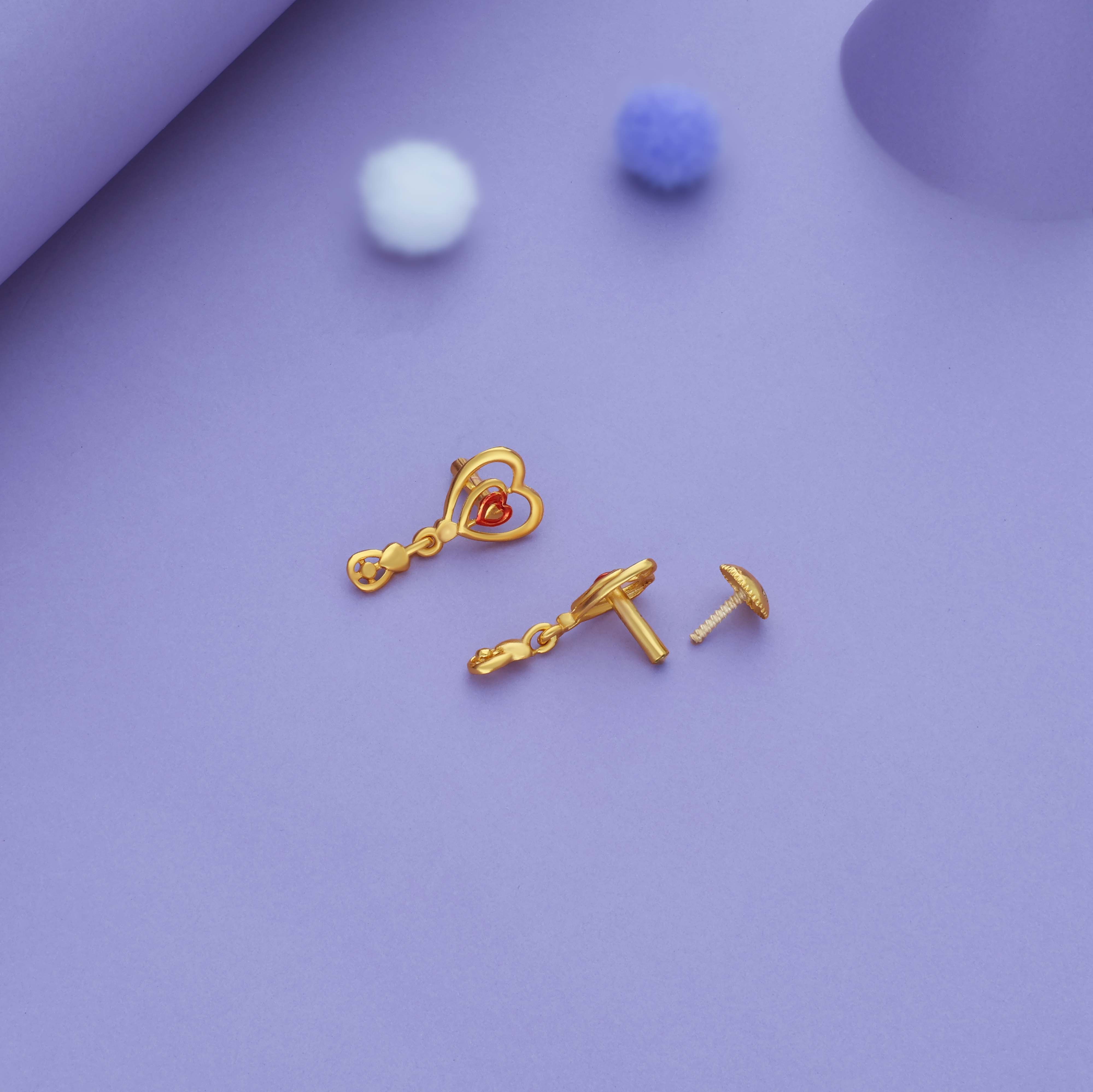 Twin Heart Bliss Gold Polish 925 Silver Drop Earring