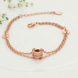 Hollow Double Layer Rose Gold Polish Silver Chain Bracelet For Women