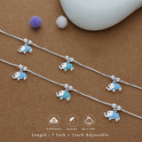 Blue Elephant Parade 925 Silver Kid Anklet (4-6 Yrs)
