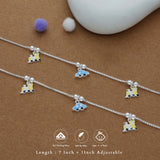 Cute Car & Train Charm 925 Silver Kids Anklet (4-6 Yrs)