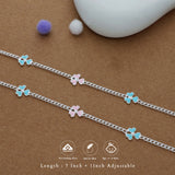 Cute Clover Flower 925 Silver Kid Anklet (4-6 Yrs)