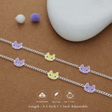 Cute Kitty Face Charm 925 Silver Kid Anklet (2-5 Yrs)