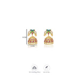 Dual Peacock Gold Polish 925 Silver Traditional Women Earring