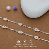Heart Bow Charm 925 Silver Kids Anklet (4-6 Yrs)