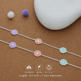 Pastel Daisy Charm 925 Silver Kids Anklet (3-5 Yrs)