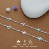 Pastel Flower Charm 925 Silver Kid Anklet (4-6 Yrs)