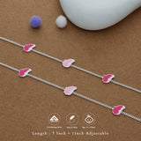 Pink Butterfly Charm 925 Silver Kid Anklet (4-6 Yrs)