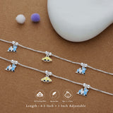 Race Car with Train Charm 925 Silver Kids Anklet (3-5 Yrs)