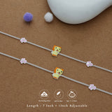 Sweet Teddy Blossom 925 Silver Kid Anklet (4-6 Yrs)