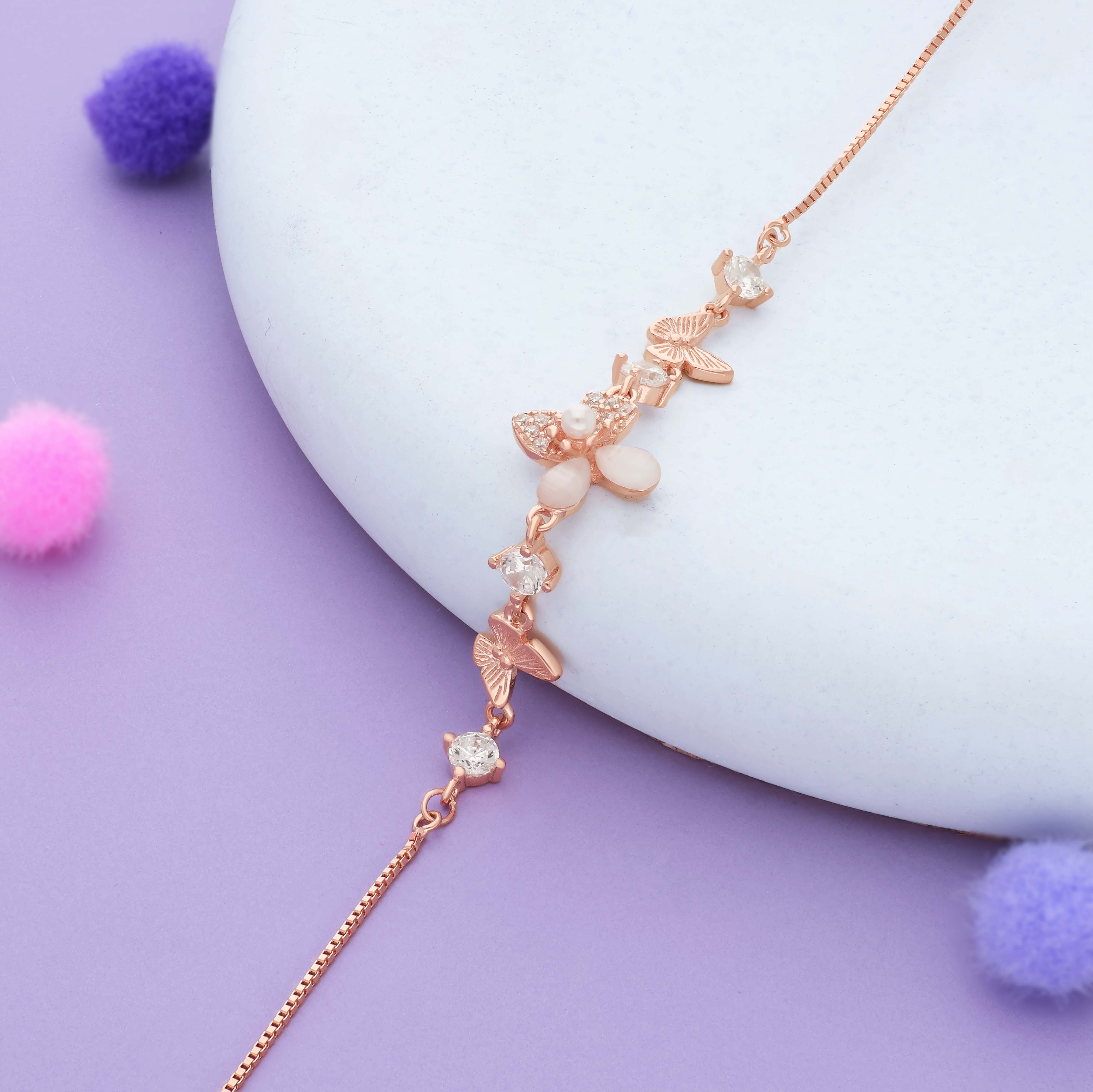 Flutter Bloom Rose Gold Polish 925 Silver Bracelet