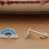 Pure Silver Blue Rainbow Kid Stud