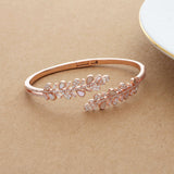 Pretty Leaves Rose Gold Polish Silver Front Open Kada