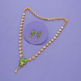 Royal Green Peacock 925 Silver Gold Polish Necklace Set