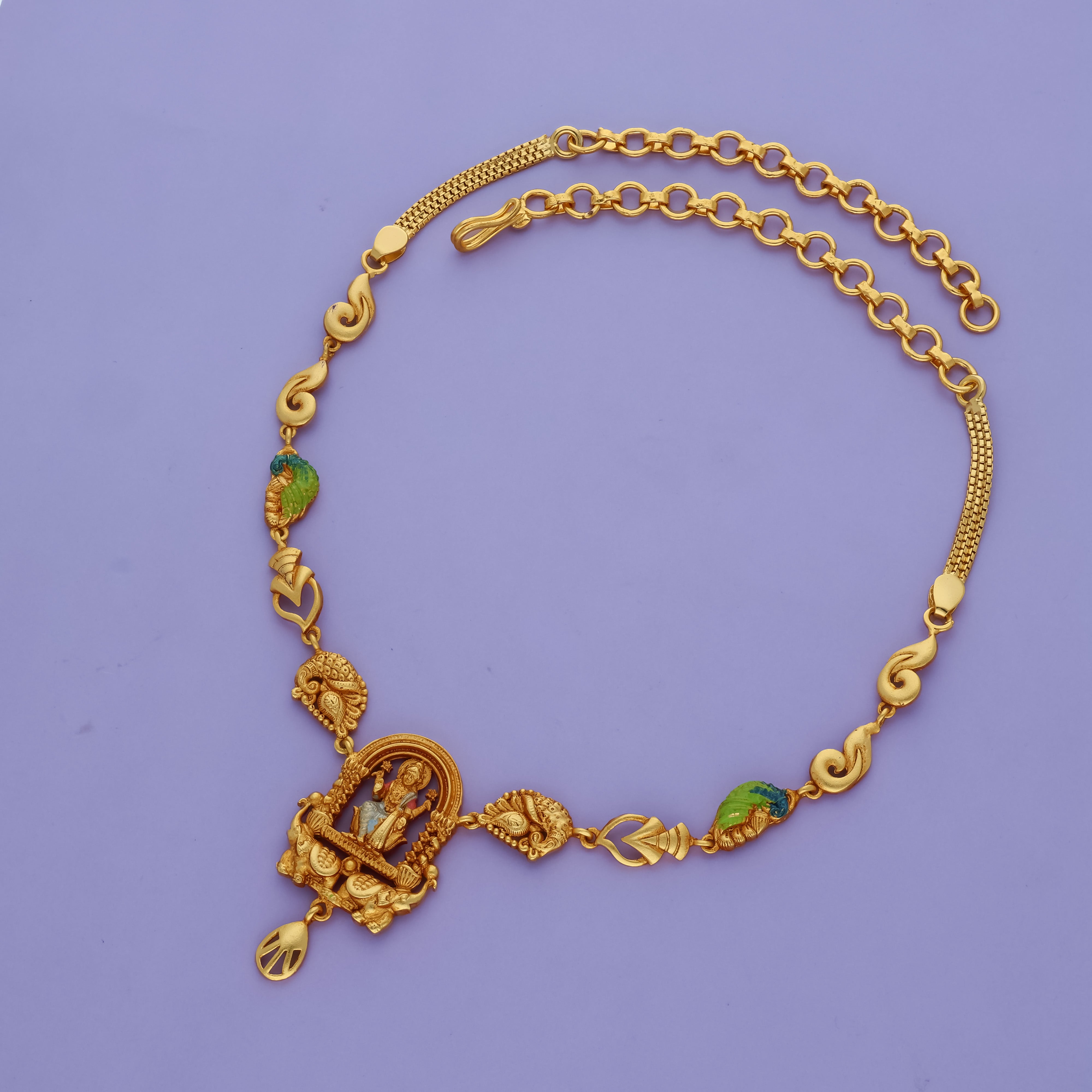 Shree Lakshmi Elegance 925 Gold Polish Silver Necklace