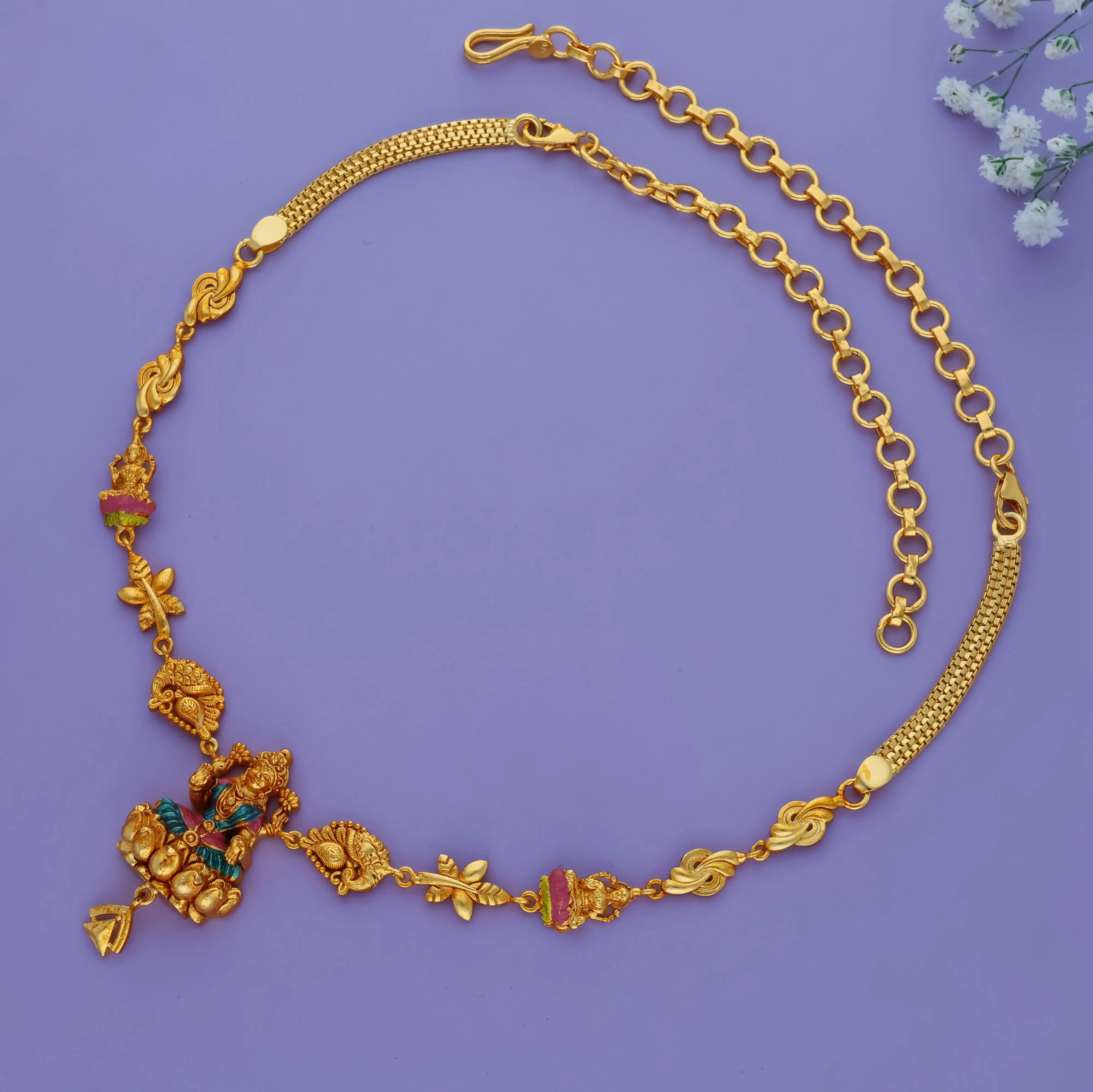 Goddess Durga 925 Silver Temple Necklace