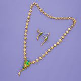 Royal Green Peacock 925 Silver Gold Polish Necklace Set