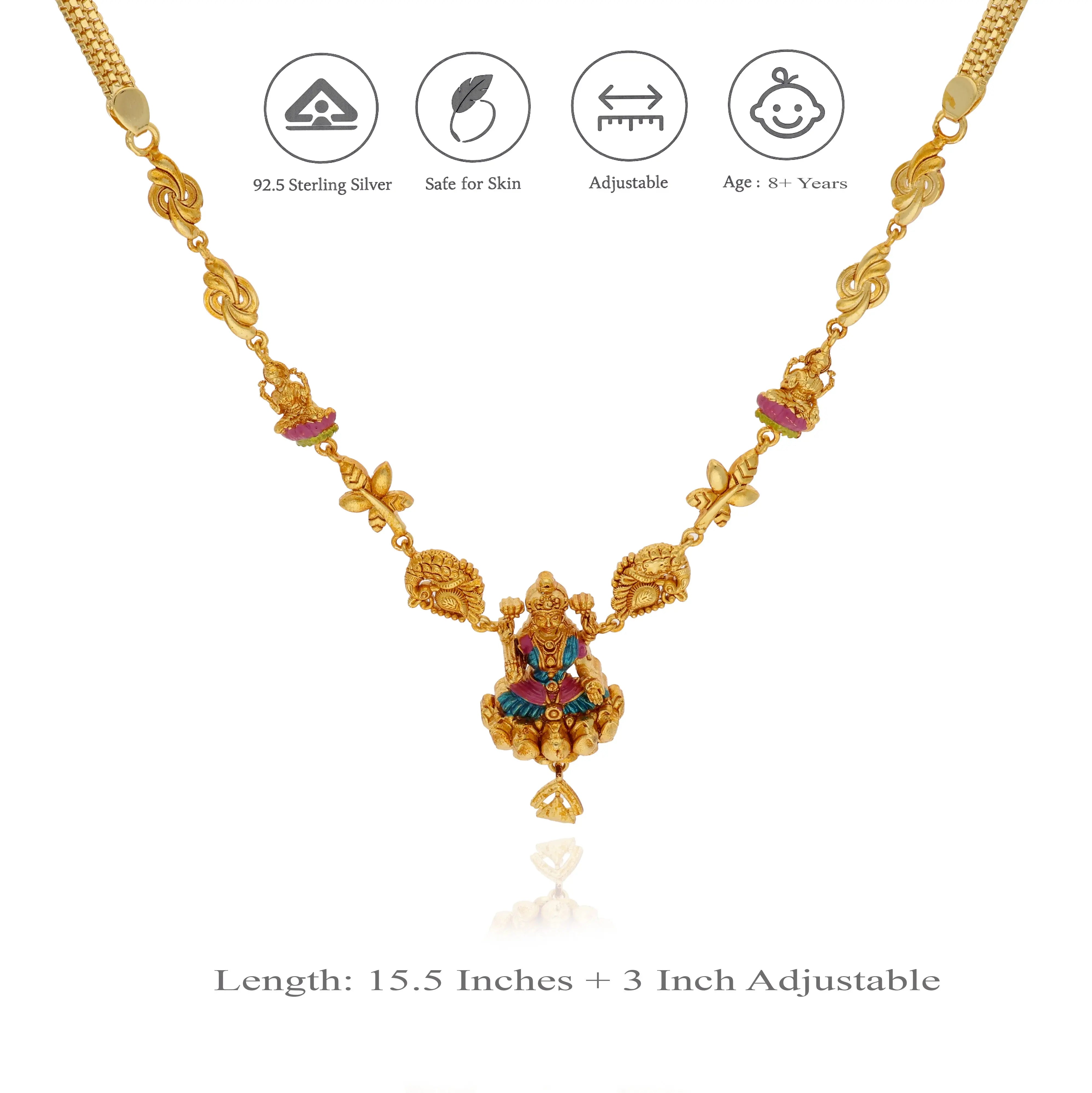 Goddess Durga 925 Silver Temple Necklace
