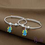 Elephant Cartoon Charm Silver bangle for Kids(Pair)