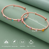 Lovely Hearts 18k Rose Gold Polish Silver Kid Bangle(0 - 5Yr)
