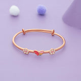 Flutter Bloom 18K Rose Gold Polish Silver Adjustable Bangles (0-5 Yrs)