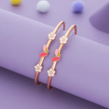Flutter Bloom 18K Rose Gold Polish Silver Adjustable Bangles (0-5 Yrs)