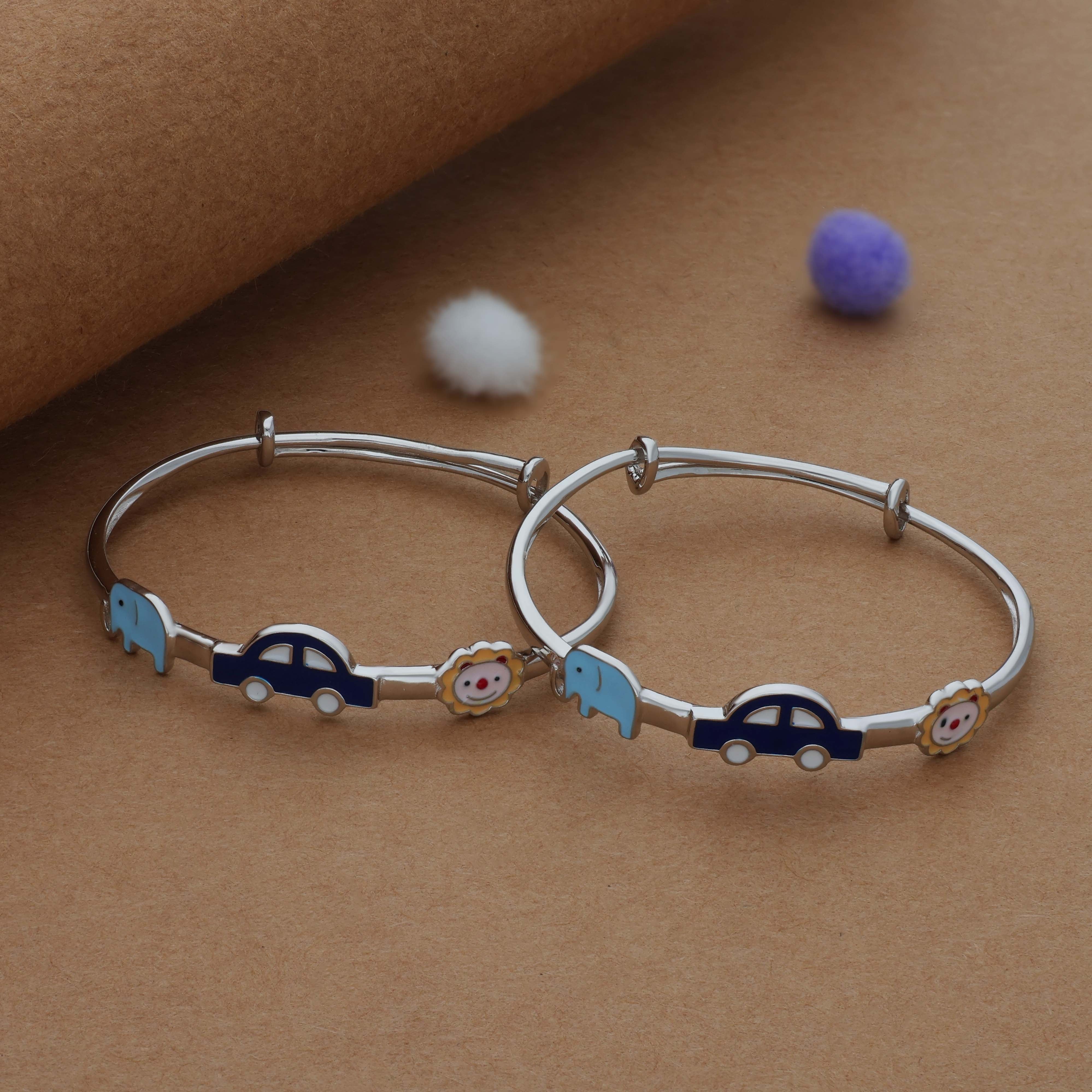 Jumbo Wheels 925 Silver Kids Bangles (0-5 Yrs)