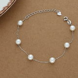 Minimal Pearl Silver Bracelet