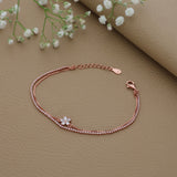 Stone Flower Rose Gold Polish 925 Silver Bracelet