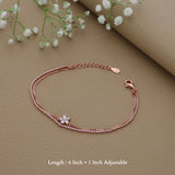Stone Flower Rose Gold Polish 925 Silver Bracelet