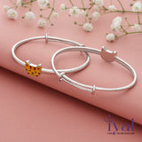 Tiger Cartoon Adjustable 925 Silver Kid Bangle(0 - 5Yr)