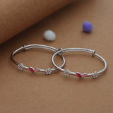 Butterfly Flower 925 Silver Kids Bangles (0-5 Yrs)