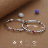 Butterfly Flower 925 Silver Kids Bangles (0-5 Yrs)