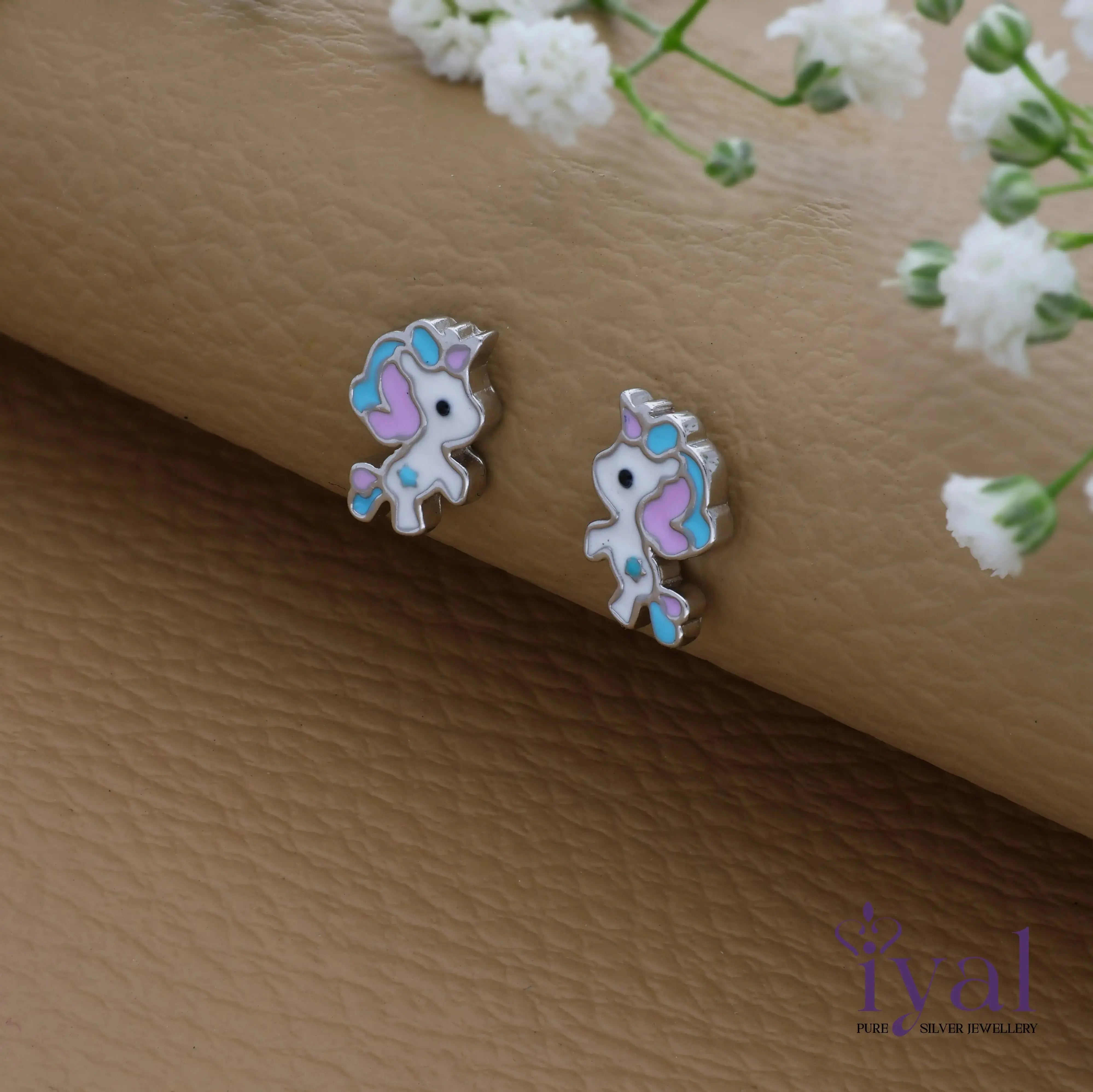 925 Silver Hypoallergenic Unicorn Horse Studs For Kids