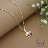 Daisy Flower Gold Polish 925 Silver Kids Chain Pendent(3+ Yrs)