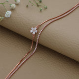 Stone Flower Rose Gold Polish 925 Silver Bracelet