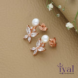 Pearl Butterfly Rose Gold Polish Silver Earring