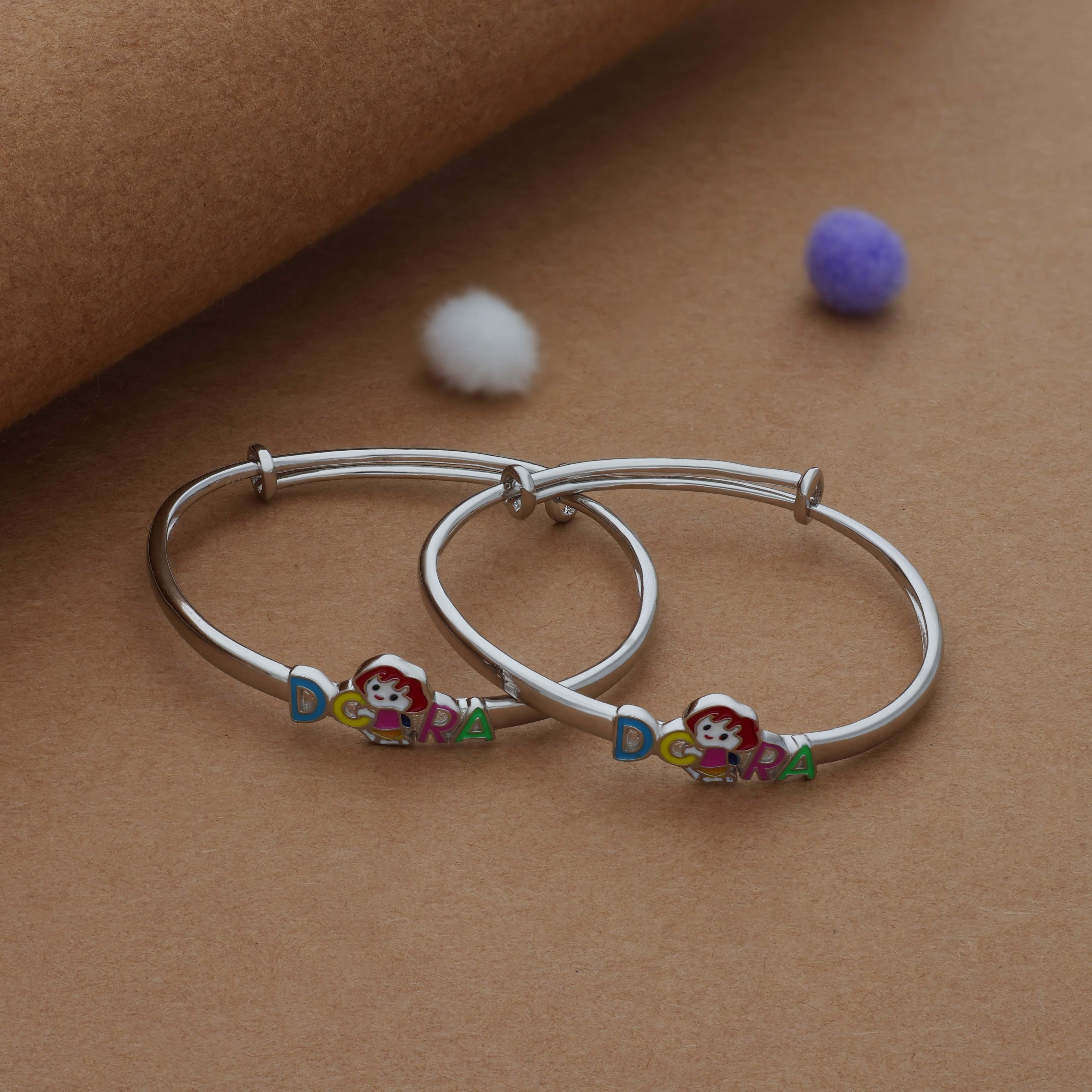 Dora Duo 925 Silver Kids Bangles (0-5 Yrs)