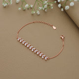 Cute Leafy Trail Rose Gold Polish 925 Silver Bracelet