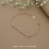 Cute Leafy Trail Rose Gold Polish 925 Silver Bracelet