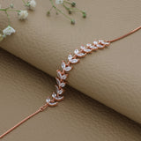 Cute Leafy Trail Rose Gold Polish 925 Silver Bracelet
