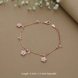 Flower Charm Rose Gold Polish 925 Silver Bracelet