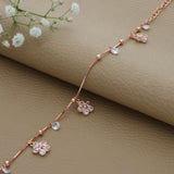 Flower Charm Rose Gold Polish 925 Silver Bracelet