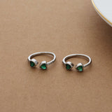 Green Leaf Silver Adjustable Toe Ring